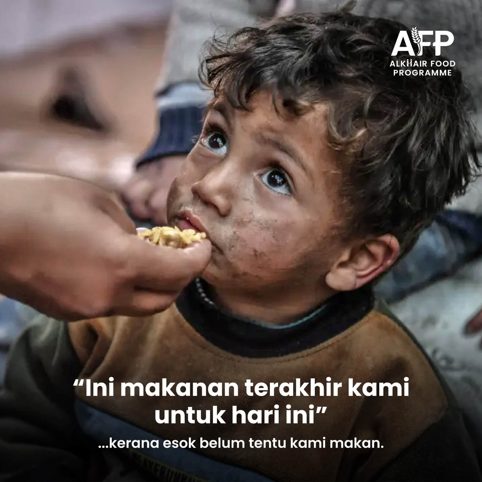 Alkhair Food Programme AFP ialah program bantuan makanan untuk pelarian, asnaf, miskin tegar dalam dan luar negara. Infak anda memenuhi harapan mereka melalui pemberian pek makanan bernutrisi bekalan kotak makanan asas & air bersih.